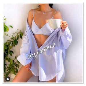 Zara oversized shirt+crop poplin top bloggers fav